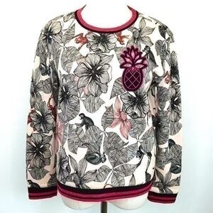 Maje Teresa Tropical Floral Print Sweatshirt